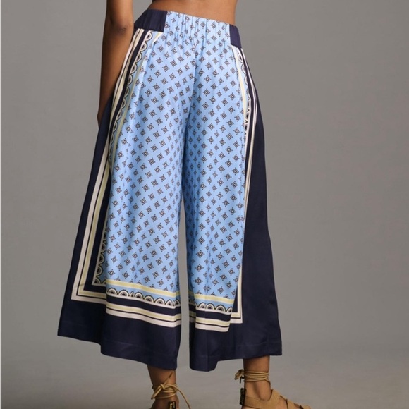 Anthropologie Maeve Printed Pleated A-Line Culottes Sz M 💙🤍💙 - Picture 3 of 7